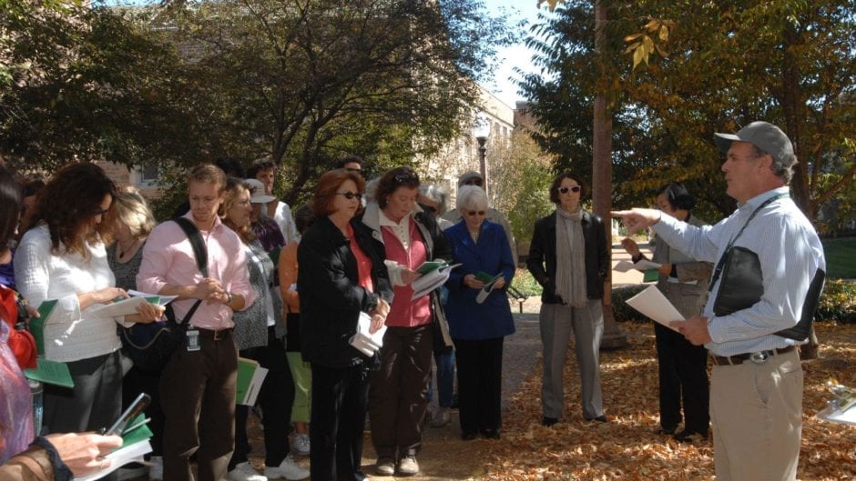 Led by Kent Theiling, faculty, students, and staff participate in the Second Annual Fall Arbor Tour.